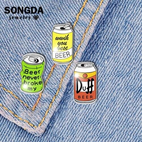 SONGDA "Canned Beer "Pins Brooches"Beer Never Broke My "Clothes Decorative Lapel Pin Badges On The Briefcase New Year Gifts 2021