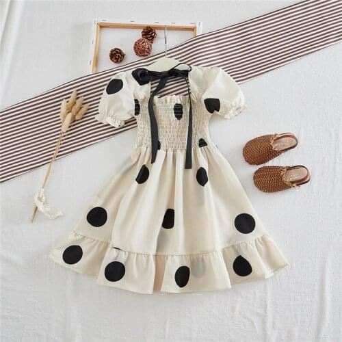 Girls Puffy Dresses Polka Dot Print Vestidos For Kids Princess Chiffon Casual Clothes Children Wedding Party Wear Fairy Frocks