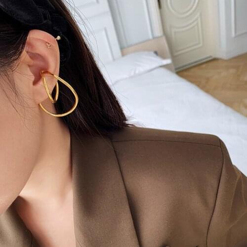 Rongho Vintage Metal Geometric Circle Clip Earrings for Women Spring Ear Cuff Gold Earring Femme Brincos Punk Jewelry