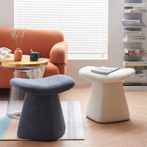 Nordic Living Room Stool Home Furniture Luxury Low Stool Modern Minimalist Creative Makeup Ottoman Wool Velvet Sitting Stools