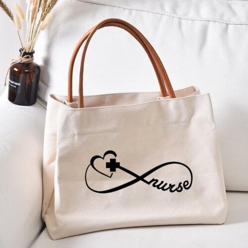 Nurse Heart Printed Canvas Tote Bag Handbag Gift Nursing Work Bag Women Lady Beach Bag Dropshipping