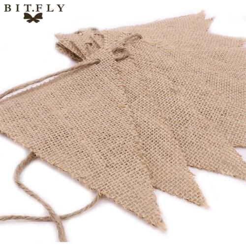 Vintage Hessian Burlap Banner for Wedding Decoration Photography Props Festival String Flags Pennant Birthday Party supplies