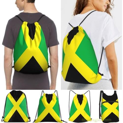 Jamaica Flag Women Purpose Drawstring Backpack Bags Men Outdoor Travel Backpacks For Gym Training Swimming Fitness Bag