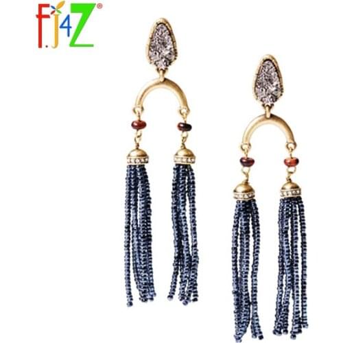 2017 New Beaded Tassel Earring Fashion Designer Baroque Styled Drop Earrings For Women Brincos Bijoux Femme