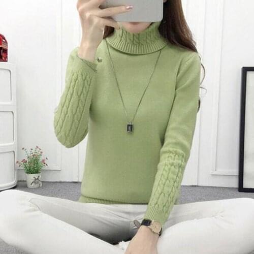 Sweater Fall Winter Jumper Basic Pullover Solid Color Warm OL Lady Knitted Tops 2021 New Women Wool Turtleneck