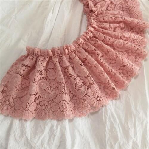 1Yard 91CM Pleated Tulle Lace Fabric 13cm Trim Pink Lace Ribbon DIY Sewing Accessories Guipure Craft Supplies Laces dentelle V11