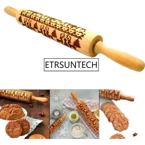 10Pcs/lot Christmas Snowflake Shapes Wood Embossing Rolling Pin Laser Cut Curved For The Kitchen Baking Decoration And Cake Tool