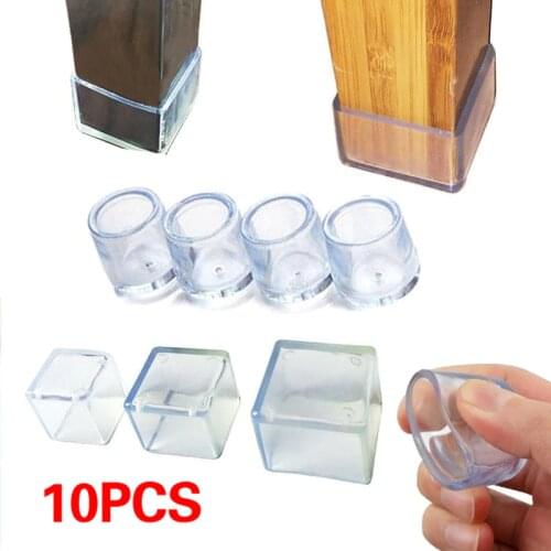 10pcs Silicone Plastic Transparent Non-slip Furniture Table Floor Foot Pads Protect Cover Chair Cap Hole Plug
