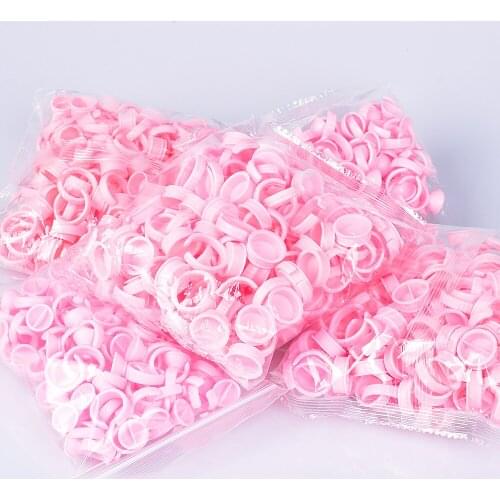 100Pcs Disposable Caps Microblading Pink Ring Tattoo Ink Cup For Tattoo Needle Supplies Accessorie Makeup Tattoo Tools