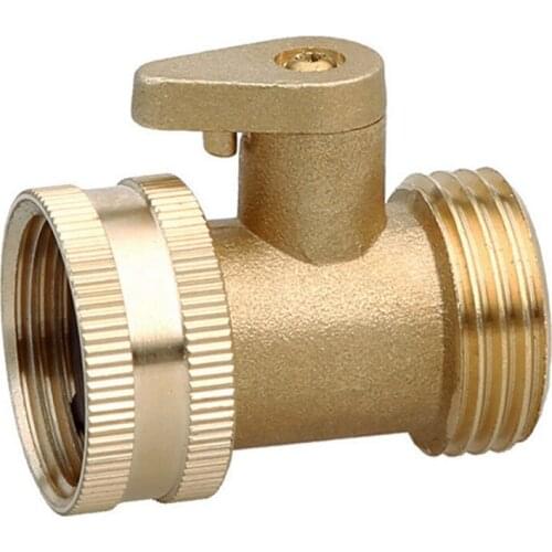 3/4 Inch Garden Hose Water Pipe Connector Brass Valve Faucet Taps Splitter with Shut Off Switch