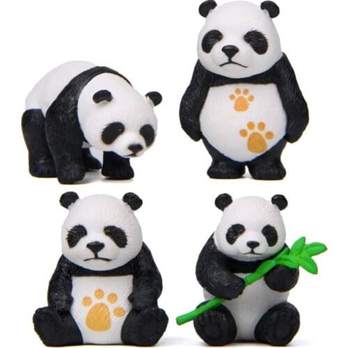 4pcs/lot Kawai Giant Panda Action Figure Toys Home Decor Ornaments PVC DIY Lovely Panda Figure Toys for Kids Gifts