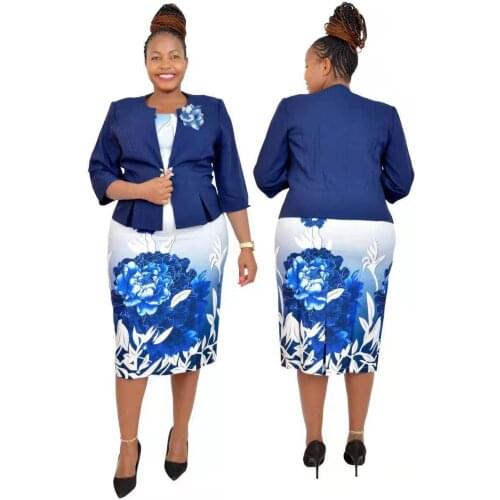 African Plus Size for Women Autumn African Women Short Sleeve Dress Suit with Coat African Dresses for Women 2XL-6XL