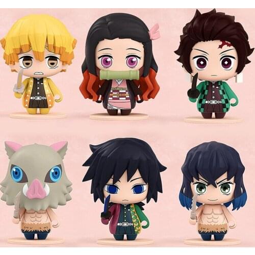 Bandai Anime Demon Slayer Cute Figures Kamado Tanjirou Kamado Nezuko Agatsuma Zenitsu Tomioka Giyuu Hashibira Inosuke Model Toy