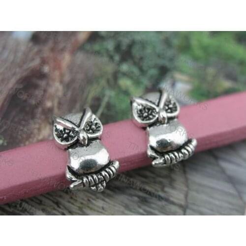 FREE SHIPPING 30pcs Antique Silver 10.4x6.3mm Infinity Owl Slider Spacer For Licorice Leather--PAT178