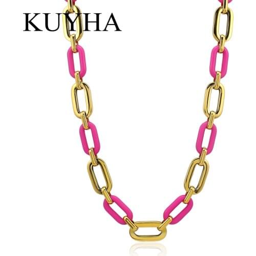 Free shipping New high-quality jewelry 18k gold and colorful acrylic necklace with barcelet set Stainless Steel Bracelet Jewelry