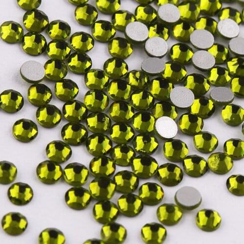 SS3-SS34 Olive Shiny 3D Nail Art Rhinestone Non Hotfix Flatback Glue On Rhinestones For DIY Nail Art