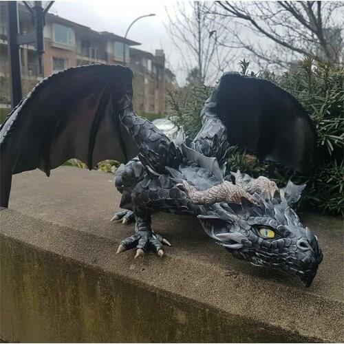 Big Squatting Dragon Sculpture-Dragon Guar Dian,Garden Dragon Statue Collecting 22cm Resin Ornament Outdoor Yard Decoration