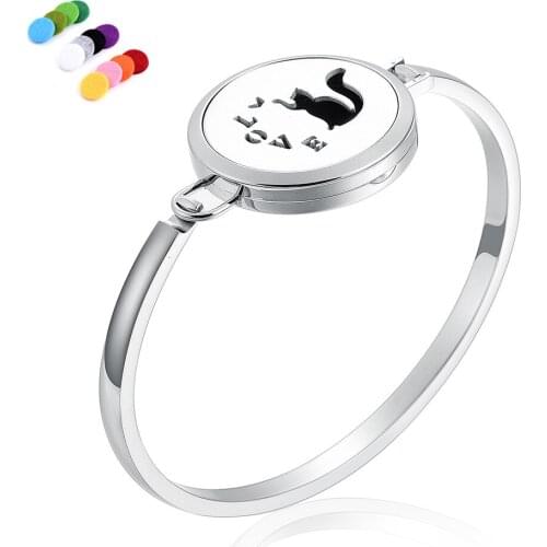 Stainless Steel Pet Cat Aromatherapy Diffuser Bracelets Choker Essential Oil Perfume Locket Bracelet With Pads Free Women Men