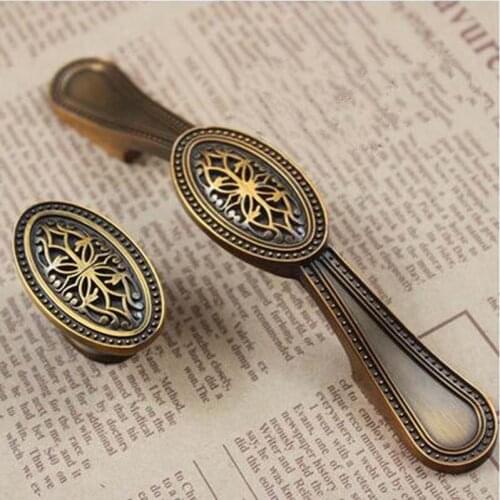 96mm antique brass kitchen cabinet handle pull bronze dresser cupboard wardrobe drawer furniture decoration pull knob handle