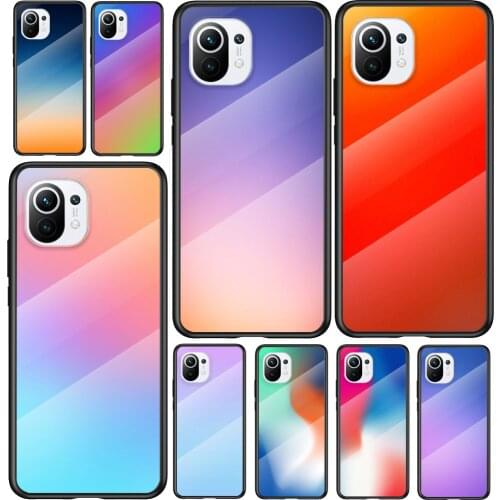 Tempered Glass Cover Gradient Color For Xiaomi Mi 11 11i 10T 10 CC9E CC9 9T Note 10 Ultra Pro Lite Phone Case Capa
