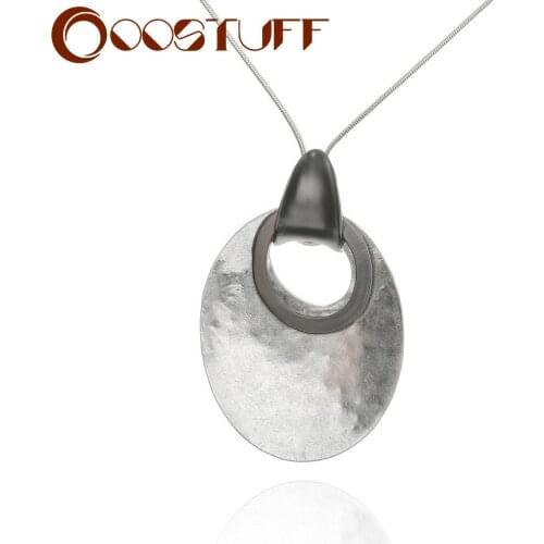 Silver Color Geometric Long Chains Necklace Pendants Fashion Decorative Vintage Jewelry for Women Trend Suspension Accessories