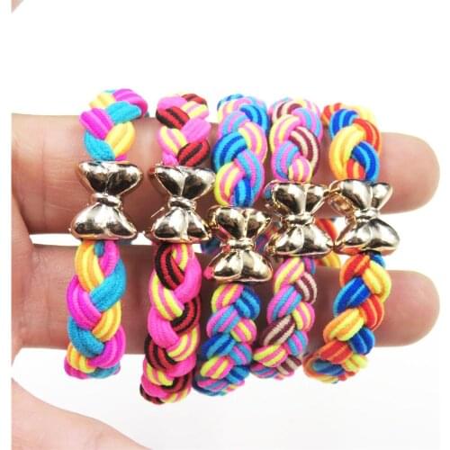 Creative Bow Two-color Spiral Elastic Hair Bands For Girls Bohemian Scrunchy Fashion Kids Hair Accessories For Women 2018