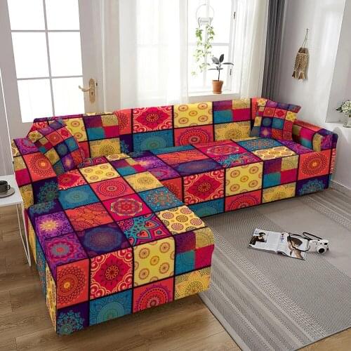 Printed Mandala Elastic Sofa Covers For Living Room Stretch Bohemian Couch Cover Sofa Slipcover Protector 1/2/3/4 Seater