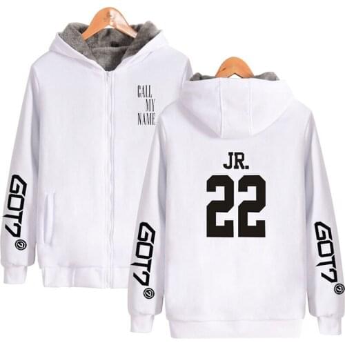 Got7 Kpop JR 22 Hoodie Hoody Print Winter Men Women Zipper Hoodies Jackets Hood Long Sleeve Harajuku Hooded Sweatshirts Tops 4XL