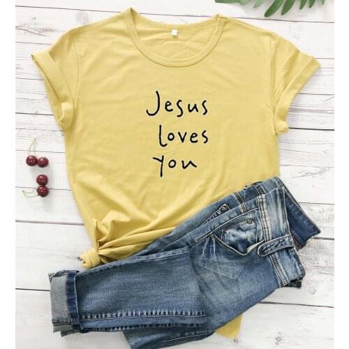 Jesus loves you women fashion unisex Hipster Christian Bible baptism gift vintage slogan t shirt church religion tees tops R110