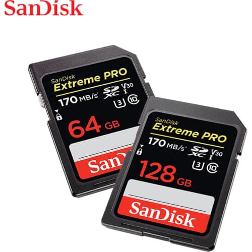 SanDisk Extreme Pro UHS-I Memory Cards 64G 128G 256GB SDXC 170M/S Memory Card Support C10, U3, V30, 4K for Digital Camera