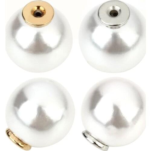 50pcs/lot Round Artificial Pearl Brooch Backs Stoppers Balls Hole Diameter 1mm Gold/Silver Color Brooch Pins Findings F5054
