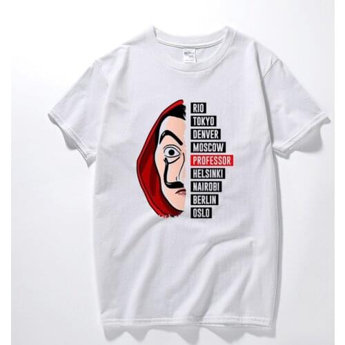 La Casa De Papel Dali Mask Tokyo Rio Professor Oslo Men Women Unisex T-shirt New Summer Cotton Short Sleeve Harajuku T shirt