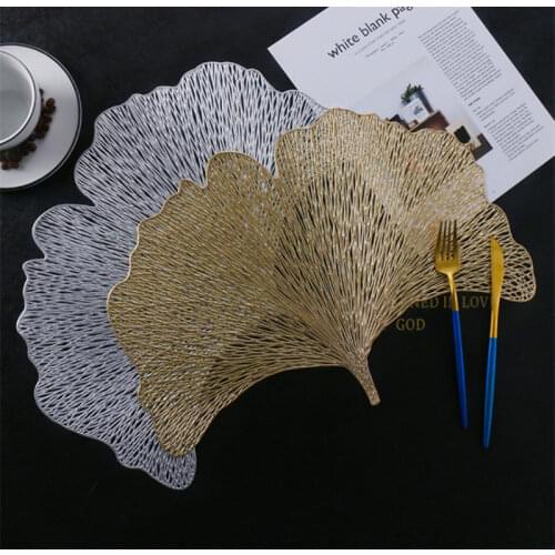 Ginkgo Biloba Leaves PVC Placemats For Dining Table Bowl Mats Insulation Pads Cup Drink Coasters Kitchen Accessories Home Decor