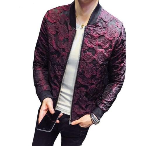 Mens Casaco 2021 New Jacquard Slim Jacket Fashion Luxury Men Pilot Jacket Coat Large Size 4XL Wine Red Black Men Jacket