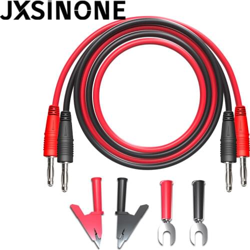 Cleqee P1041B 6-in-1 1M 4mm Banana to Banana Plug Test Lead kits Alligator Clip Clamps to 6mm U-type Plug Regulated power supply