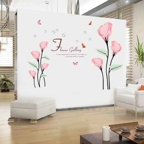 Pink Calla lily wall sticker PVC Material DIY art wall decals For Living room bedroom sofa background wall home decor sticker