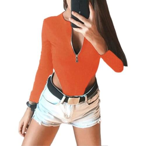 Spring 2021 Autumn Rompers Women Black Tops Jumpsuits Fashion Zipper Long Sleeve Sexy Zipper Skinny Bodysuits Party Club PR2840G