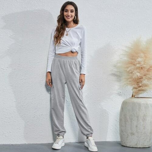 2021 Womens Summer New Casual Fashion Sports Pocket Trousers Woman Pants Stacked Sweatpants Harajuku Pants Sweatpants Women