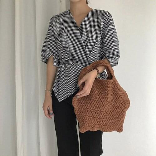 New Fashion Milk Cotton Woven Women Handbags Casual Solid Color Open Female Bag Large Capacity Luxury Designer Purse Shopper Bag