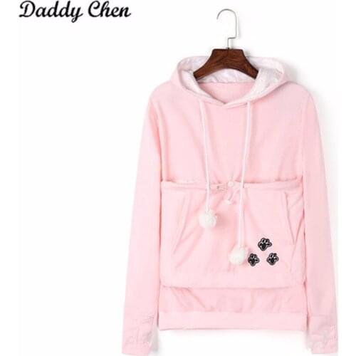 2017 Autumn Cat Lovers Hoodie Sweatshirt With Cuddle Pouch Dog Pet Hoodies For Casual Kangaroo Pullovers With Ears Sweatshirts