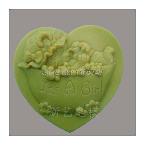 Great-Mold DIY Heart Silicone Soap Mold 3D Silicone Molds for Soap Decorating Chocolate Cake Sugarcraft Mould