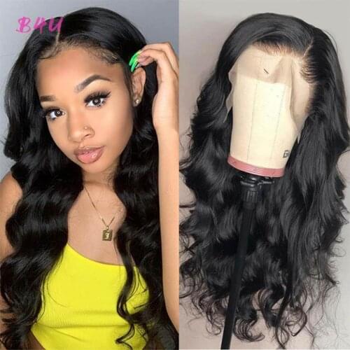 B4U Human Hair Lace Front Wig Brazilian Body Wave 13x4 Lace Closure Wigs Pre Plucked Lace Frontal Wigs With Baby Hair 4X4 Wigs