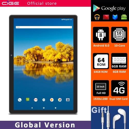 Free Shipping 10 Inch Tablet PC Android 8.0 10 Core 6GB RAM 64GB ROM 13.0MP 1920*1200 IPS 4G LTE 10.1 Kids tablets