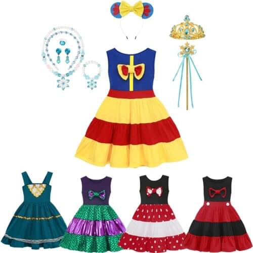 Girls Summer Tutu Princess Dress Party Clothing Snow White Children Costume Cute Outfit Clothes Dress For 3-10 Years Girls