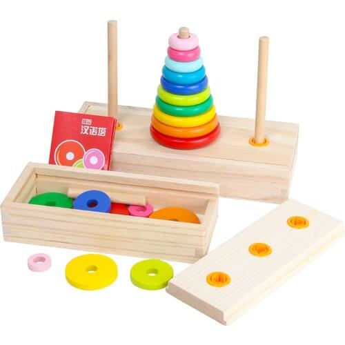 Early Childhood Education Tower Recursive Algorithm Rainbow Ring Matching Building Block Color Cognitive Educational Toys