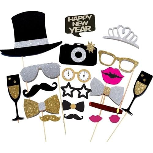 Chicinlife happy new year Photo booth props Champagne bottle lip on a stick New Year Party Decoration Photo props