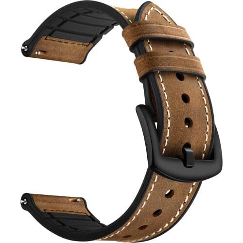 BEAFIRY Silicone + Cowhide Leather 20mm 22mm Watch Band Quick Release strap Watchbands Waterproof Compatible with Samsung Huawei