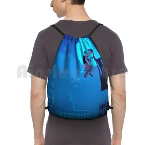 Fly Me To The Moon Pixel Art Backpack Drawstring Bag Riding Climbing Gym Bag Pixel Pixel Art Retro Videogames 8Bit Games