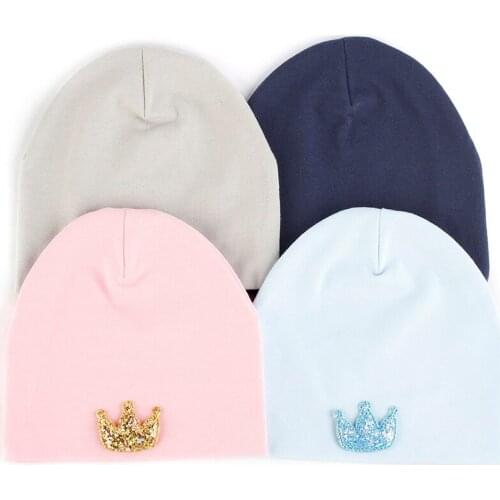 Newborn Boys Hats Cotton Solid Color Beanies With Shiny Crown Accessories Childrens Girls Cute New Soft Toddler Caps Headwear
