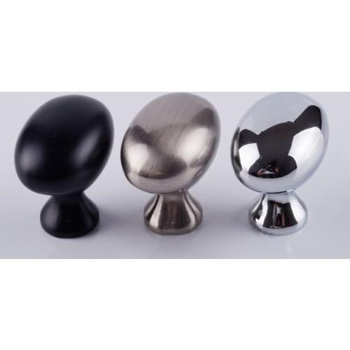 Modern simple chrome black oval drawer shoe cabinet knob pull stain nickel kitchen cabinet dresser door handle
